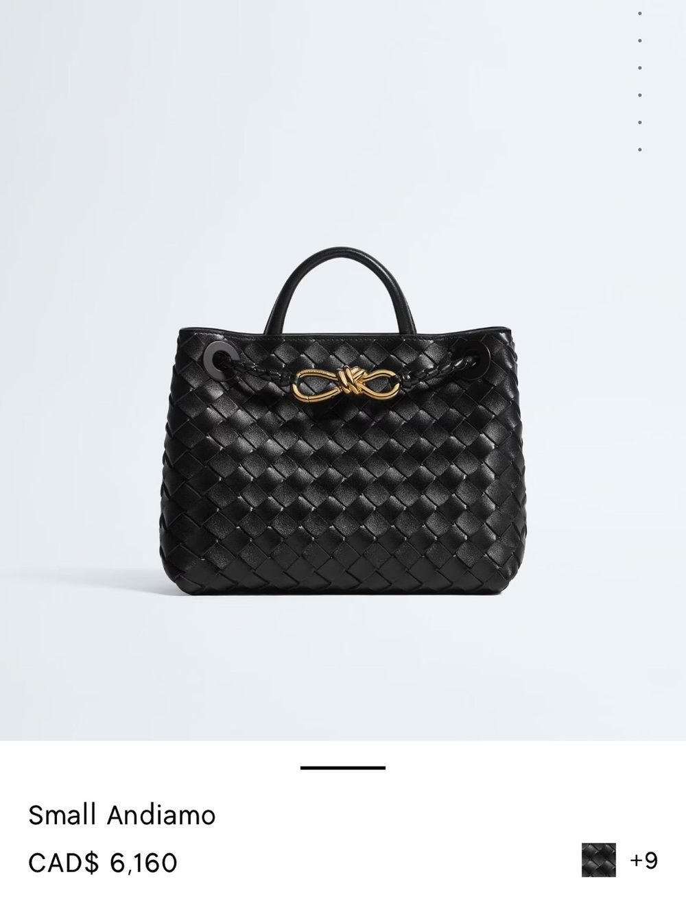 Bottega Veneta Black Woven Andiamo Top-Handle Satchel with Gold Knot